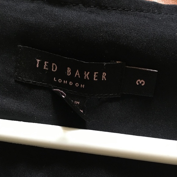 TED BAKER Elva Black Stretch Cotton Embellished Front Dress 3 - Picture 6 of 7